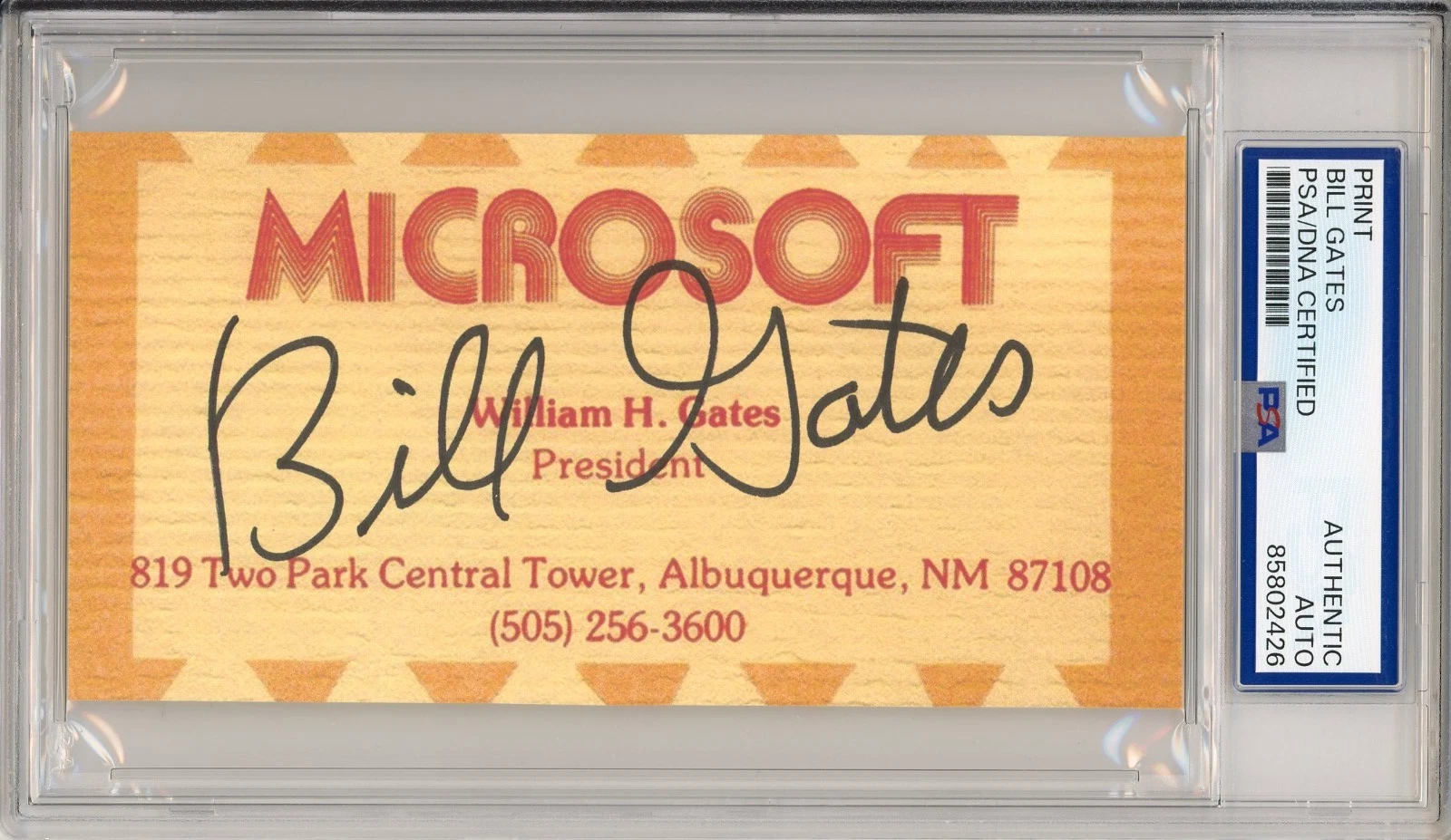 Bill Gates SIGNED Microsoft Business Card Print PSA DNA COA Certified AUTOGRAPH