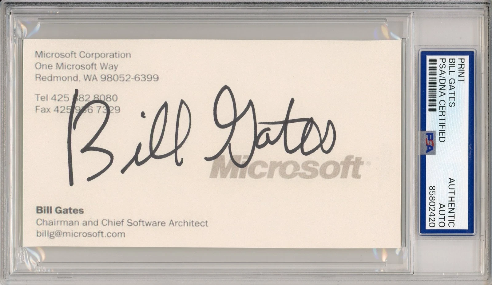 Bill Gates SIGNED Microsoft Chairman Business Card Print PSA DNA COA AUTOGRAPH