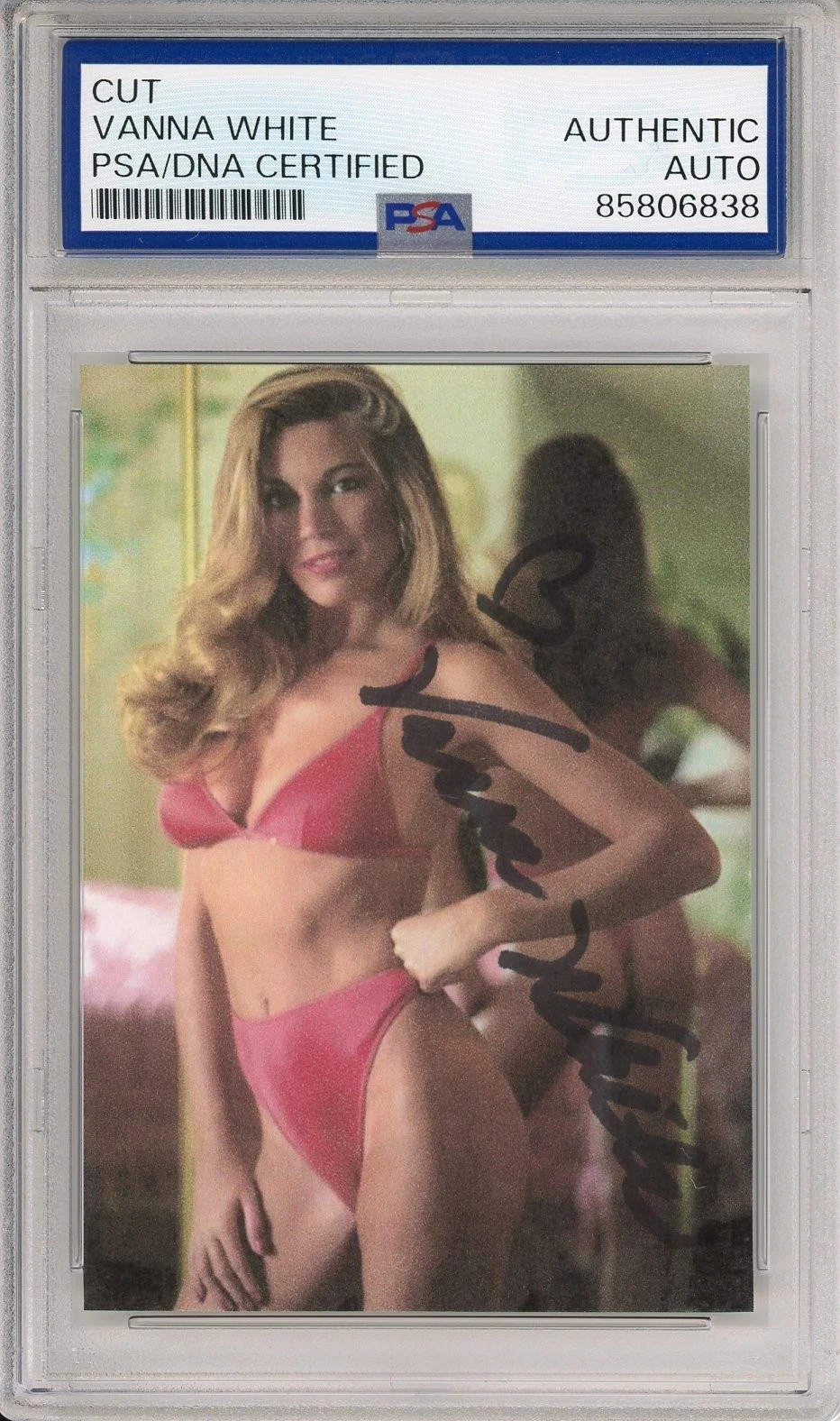 VANNA WHITE WHEEL OF FORTUNE SIGNED PLAYBOY RED BIKINI PICTURE PSA DNA COA AUTO