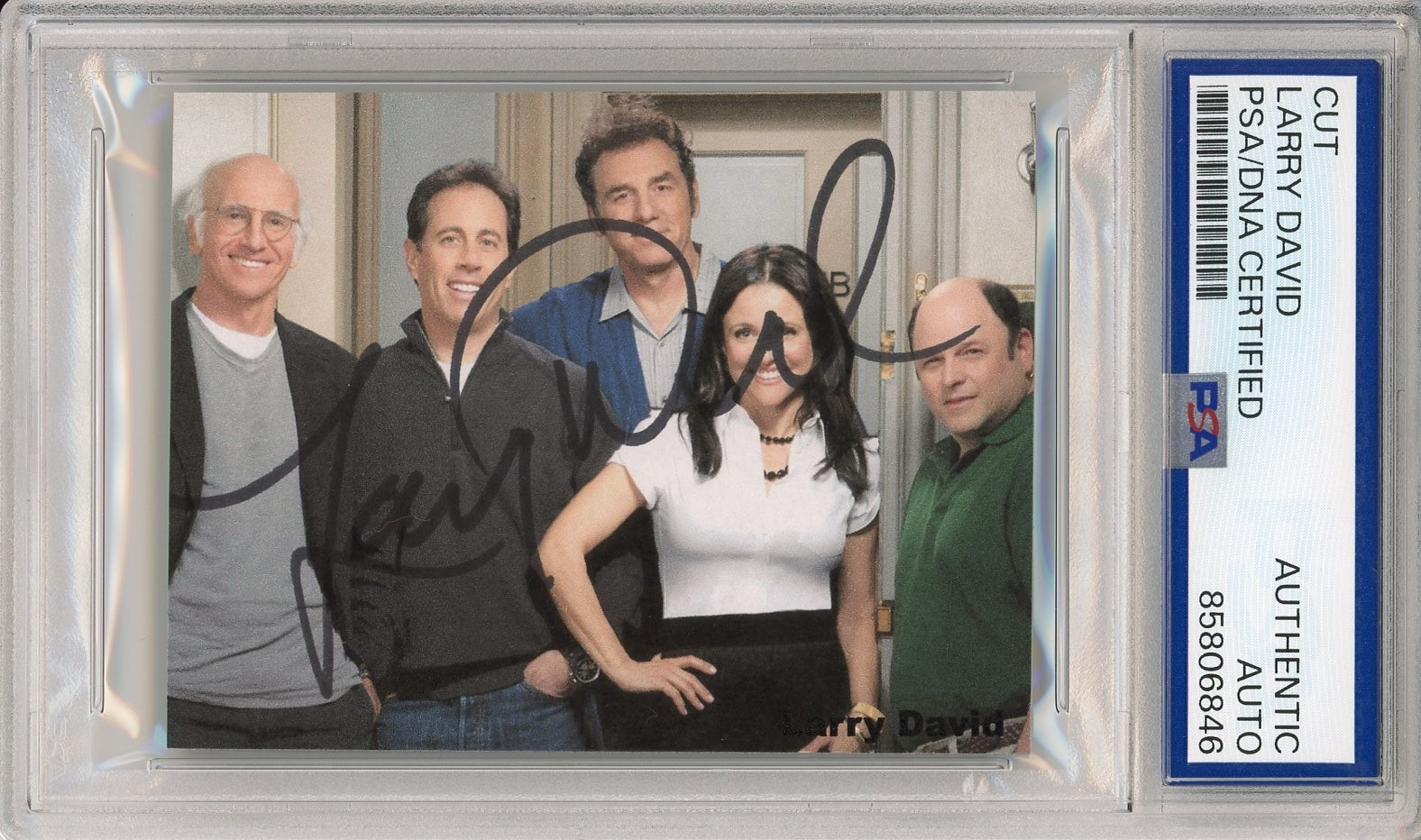 SIGNED Larry David Seinfeld Cast on Set Picture Cut PSA DNA COA AUTOGRAPH