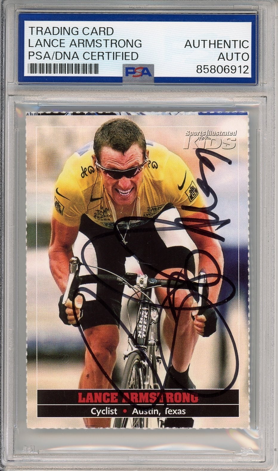 2004 SI FOR KIDS LANCE ARMSTRONG SIGNED AUTOGRAPH CARD PSA DNA COA AUTHENTIC