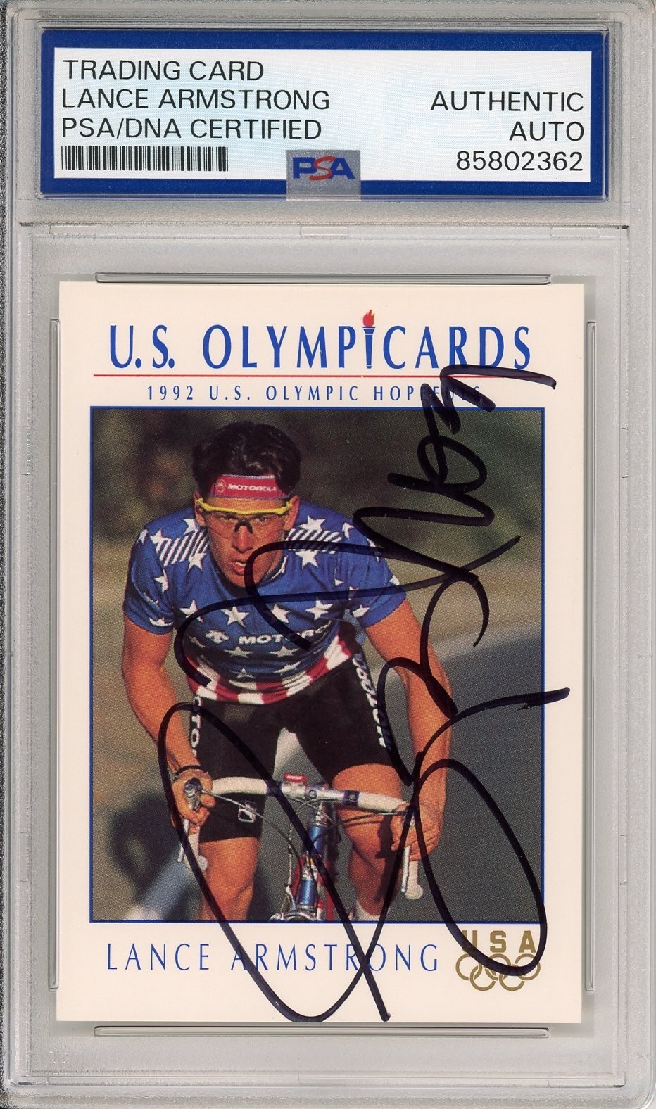 1992 IMPEL US OLYMPIC LANCE ARMSTRONG SIGNED AUTOGRAPH ROOKIE CARD PSA DNA COA