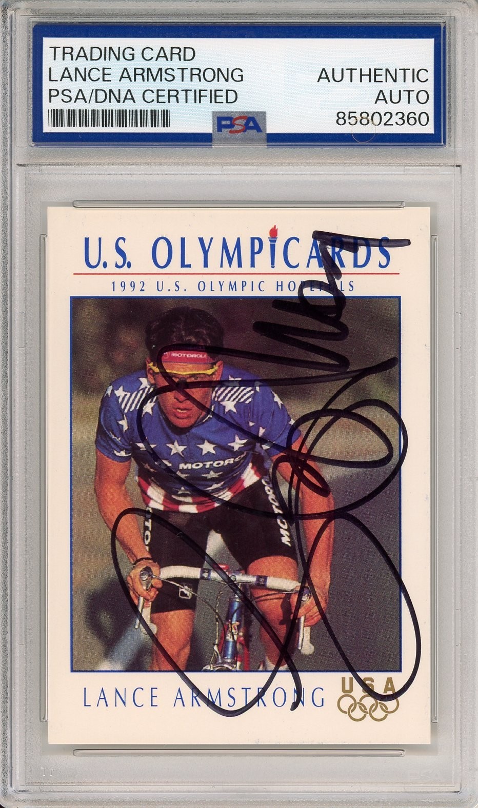 1992 IMPEL US OLYMPICARDS LANCE ARMSTRONG SIGNED AUTO ROOKIE RC CARD PSA DNA COA