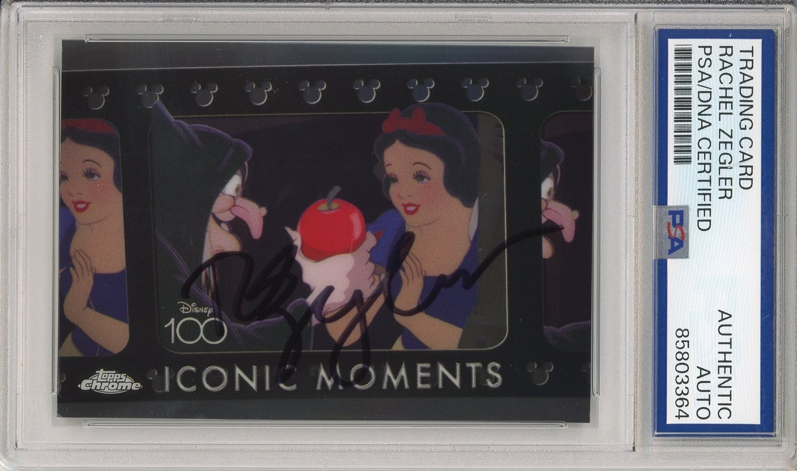 2024 DISNEY TOPPS CHROME ICONIC MOMENTS SNOW WHITE SIGNED RACHEL ZEGLER PSA DNA