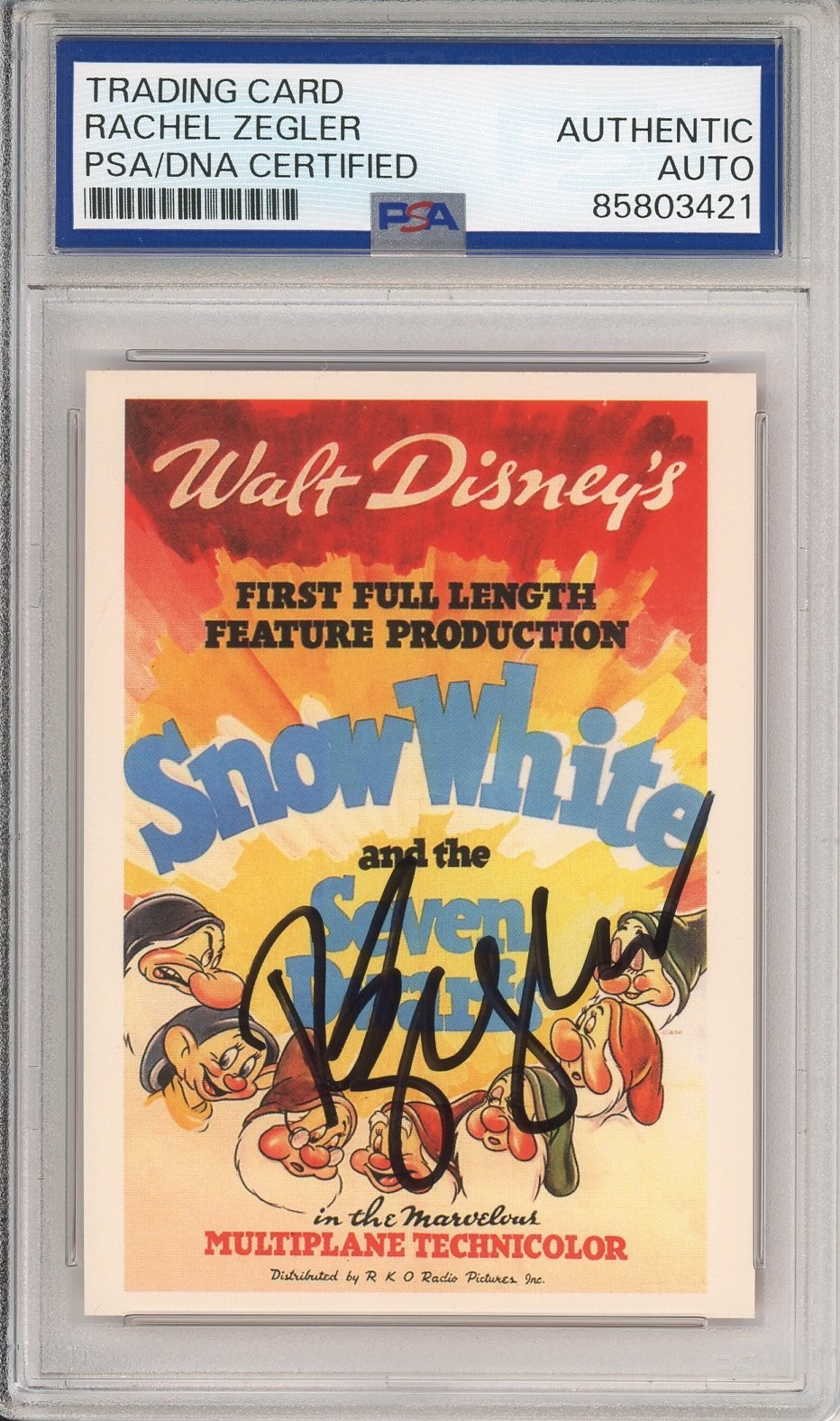 1994 SKYBOX DISNEY SNOW WHITE VINTAGE POSTER SIGNED RACHEL ZEGLER PSA DNA COA
