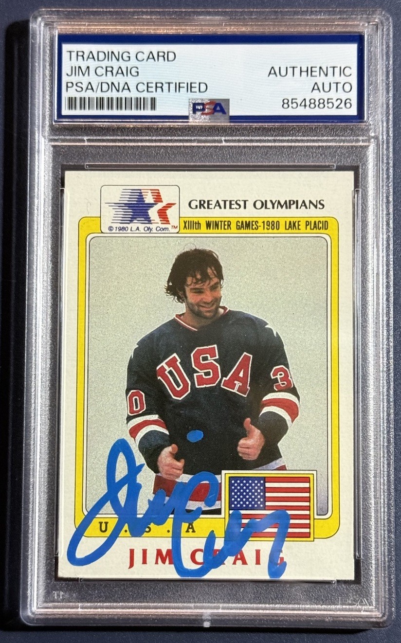 JIM CRAIG AUTOGRAPHED 1983 TOPPS GREATEST OLYMPIANS HOCKEY CARD AUTO SIGNED PSA