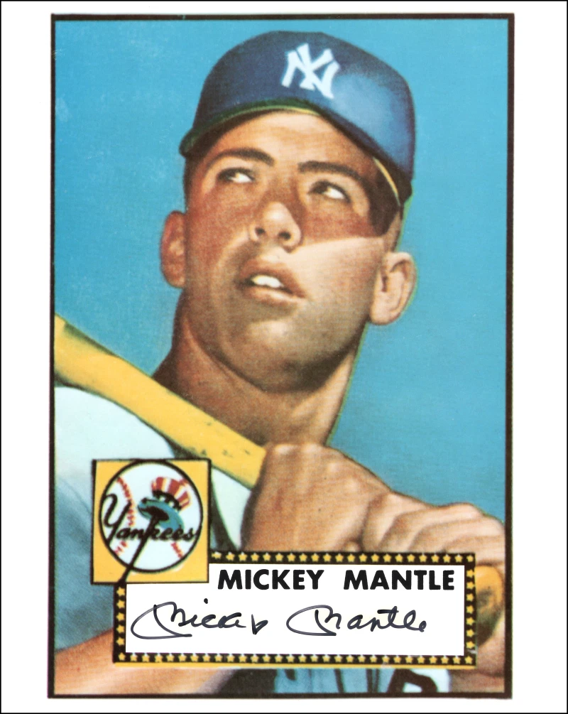 Mickey Mantle Signed Autograph 1952 Topps 8x10 Photo - NY Yankees w/ JSA COA