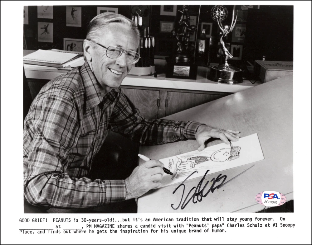 Charles M Schulz Signed Autograph 8x10 Photo - Legendary Peanuts Cartoonist PSA