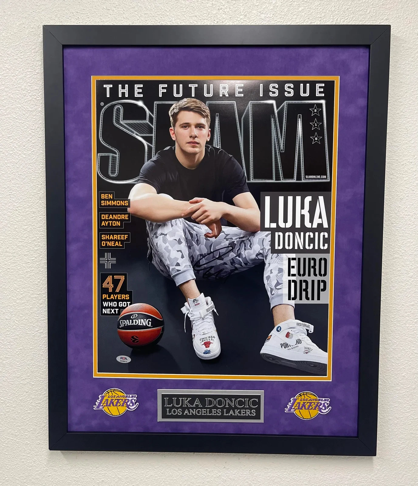 Luka Doncic Signed Custom Framed Los Angeles Lakers Basketball Photo PSA