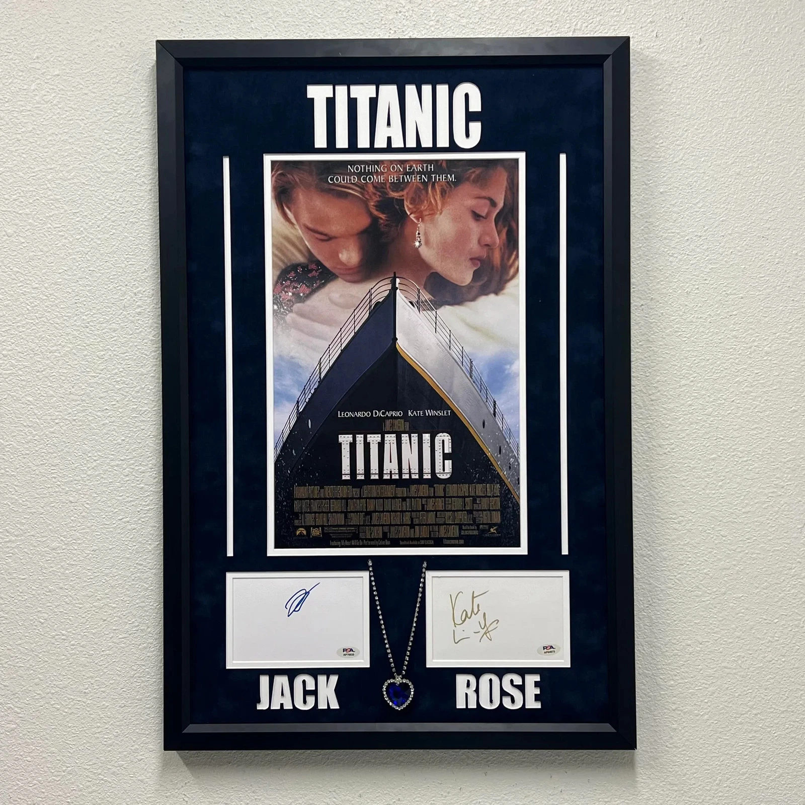 Leonardo DiCaprio and Kate Winslet Signed Custom Framed Titanic Poster PSA Auth