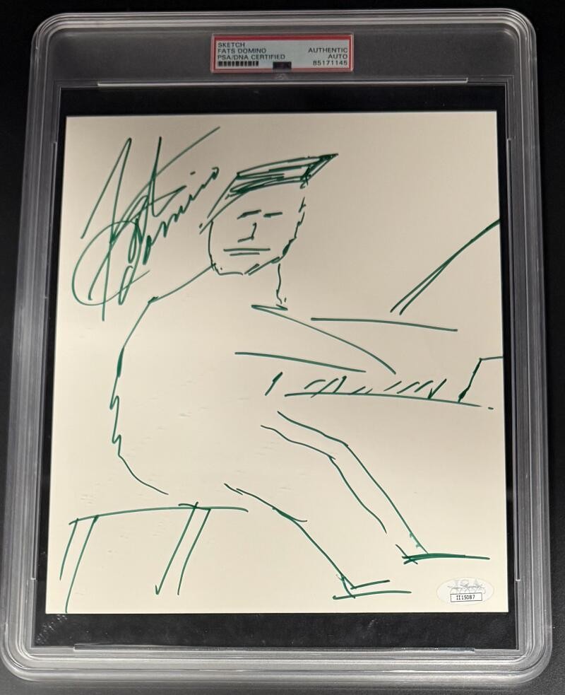 Fats Domino Signed Autograph PSA/DNA Encapsulated Hand Drawn Original Art Sketch
