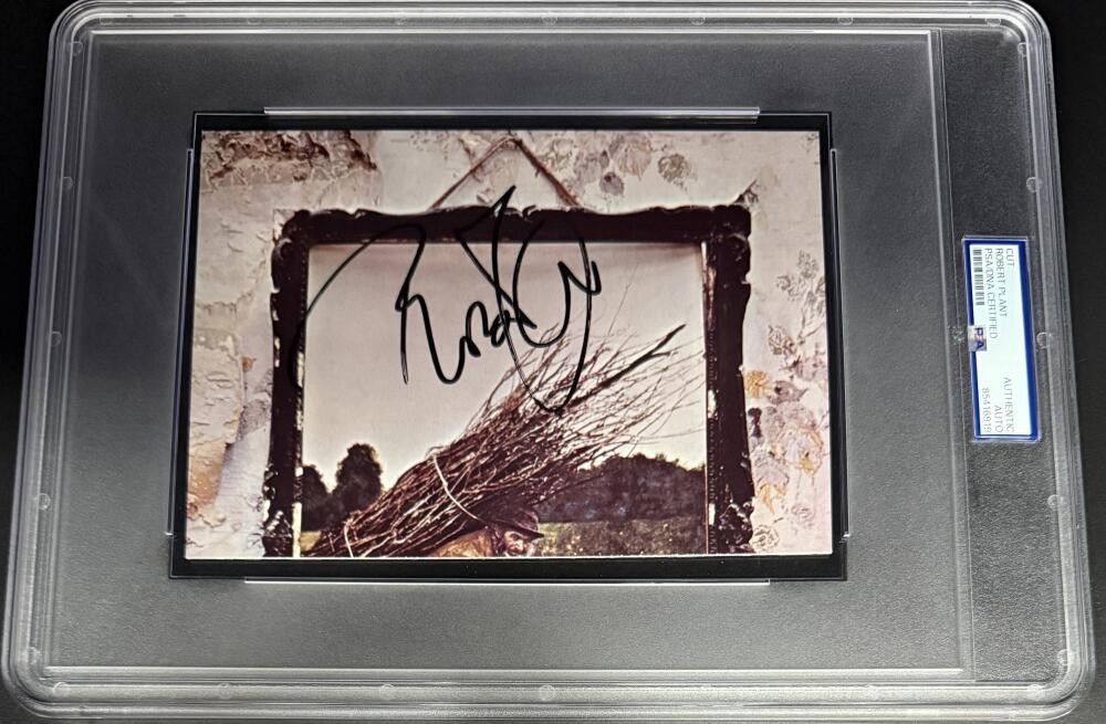 Robert Plant Led Zeppelin Rare Signed Autograph PSA/DNA Encapsulated 7x9 LP Cut