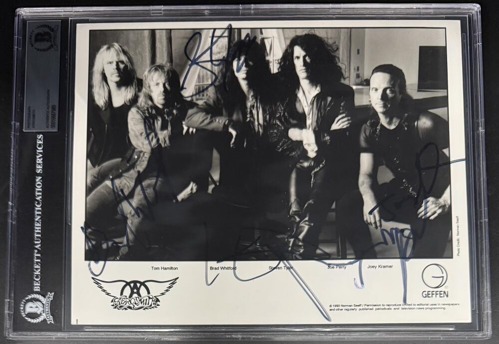 Aerosmith Signed Autograph Tyler Full Band Beckett COA Encapsulated 8x10 Photo