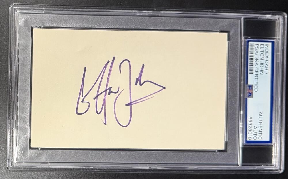 Elton John Signed Full Autograph PSA/DNA Slabbed Encapsulated 3x5 Card COA