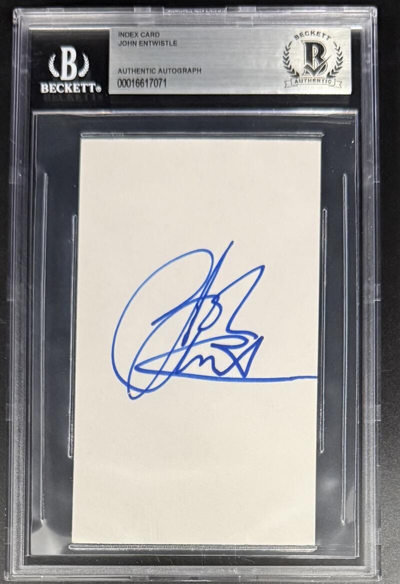 John Entwistle The Who Signed Autograph Beckett Encapsulated 3x5 Card Rare COA