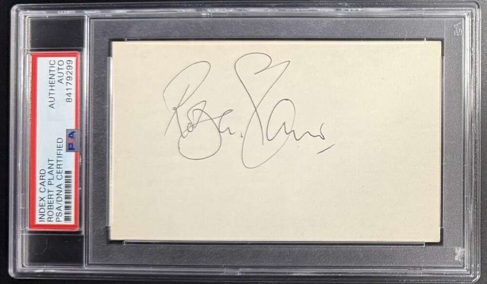 Robert Plant Led Zeppelin Signed Full Autograph PSA/DNA Encapsulated 3x5 Card