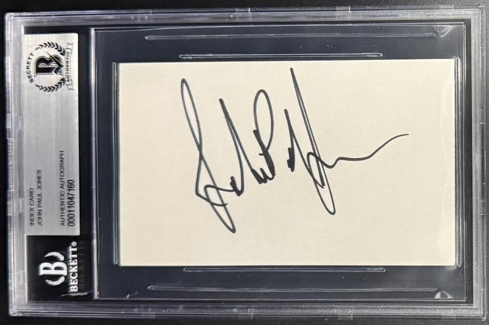 John Paul Jones Led Zeppelin Signed Autograph Beckett Encapsulated 3x5 Card A