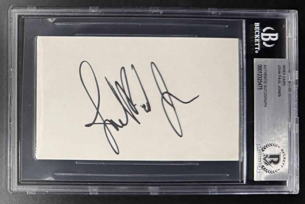 John Paul Jones Led Zeppelin Signed Autograph Beckett Encapsulated 3x5 Card E