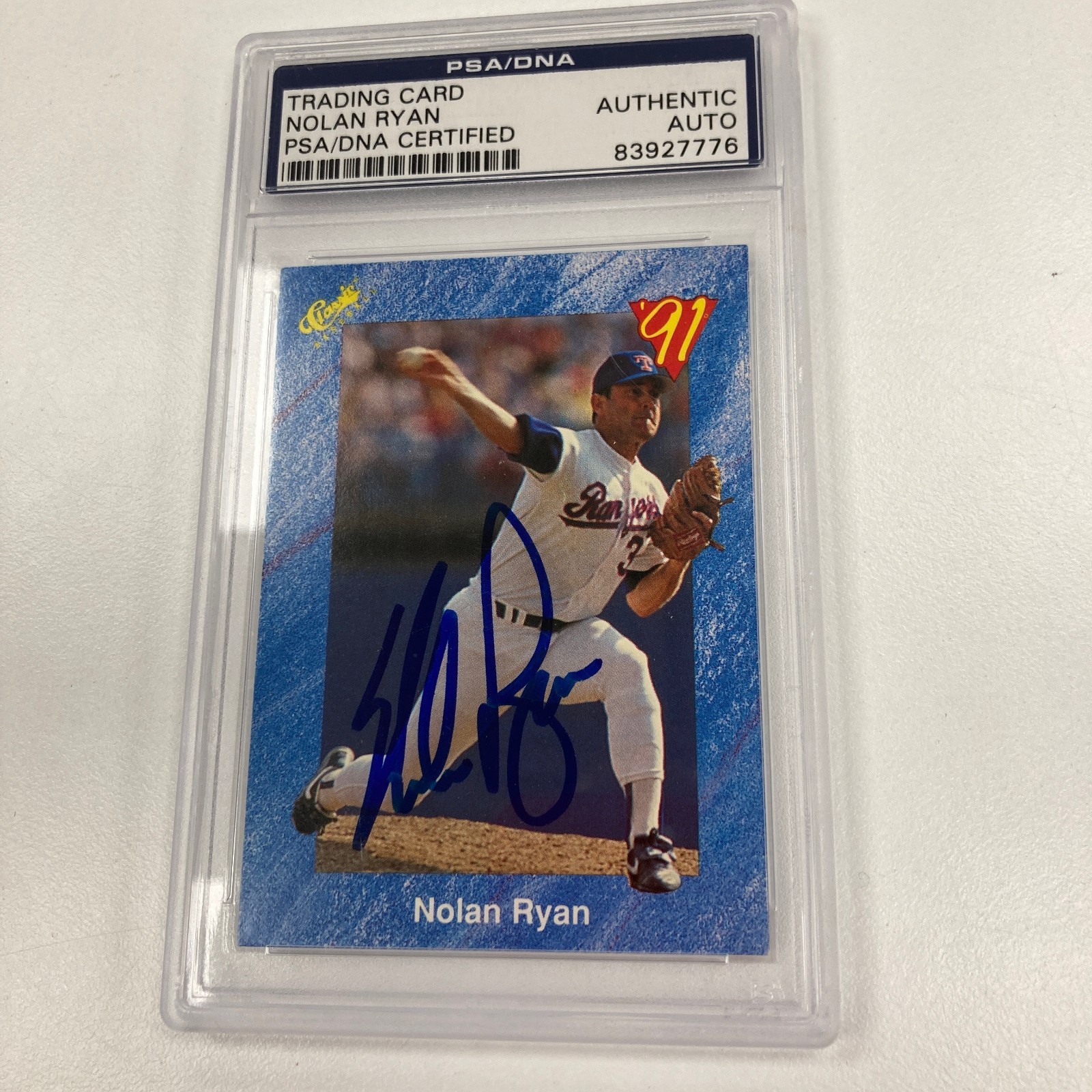 1991 Classic Nolan Ryan Signed Baseball Card Auto PSA DNA