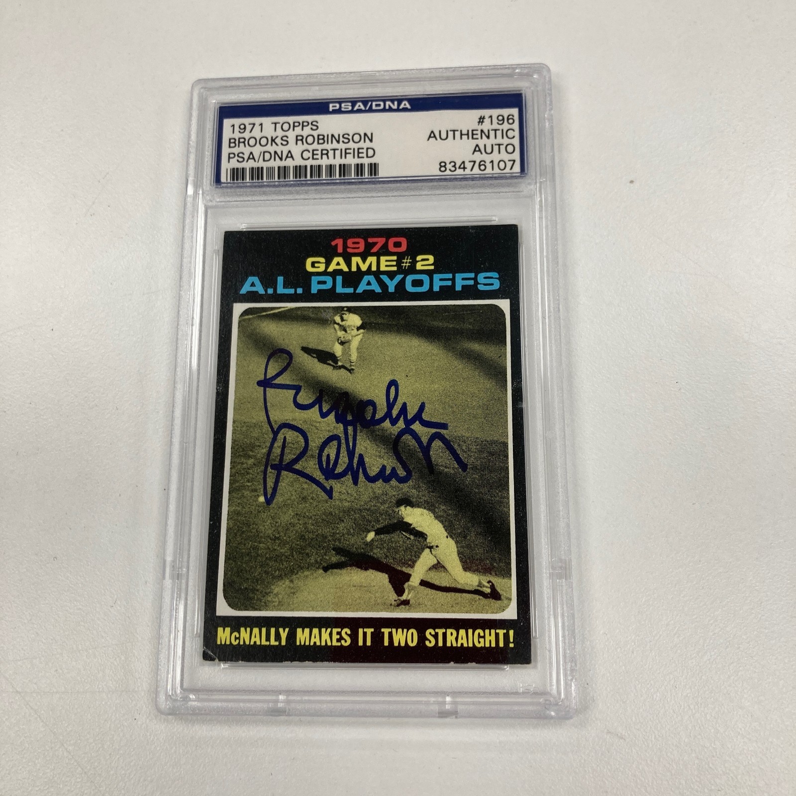 1971 Topps Brooks Robinson Signed Baseball Card Auto PSA DNA