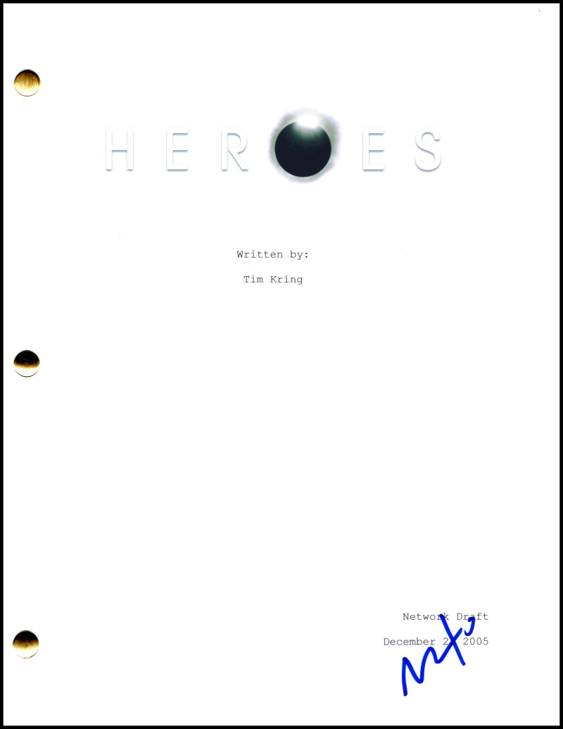 Milo Ventimiglia Signed Autograph Heroes Full Pilot Script Screenplay - Peter