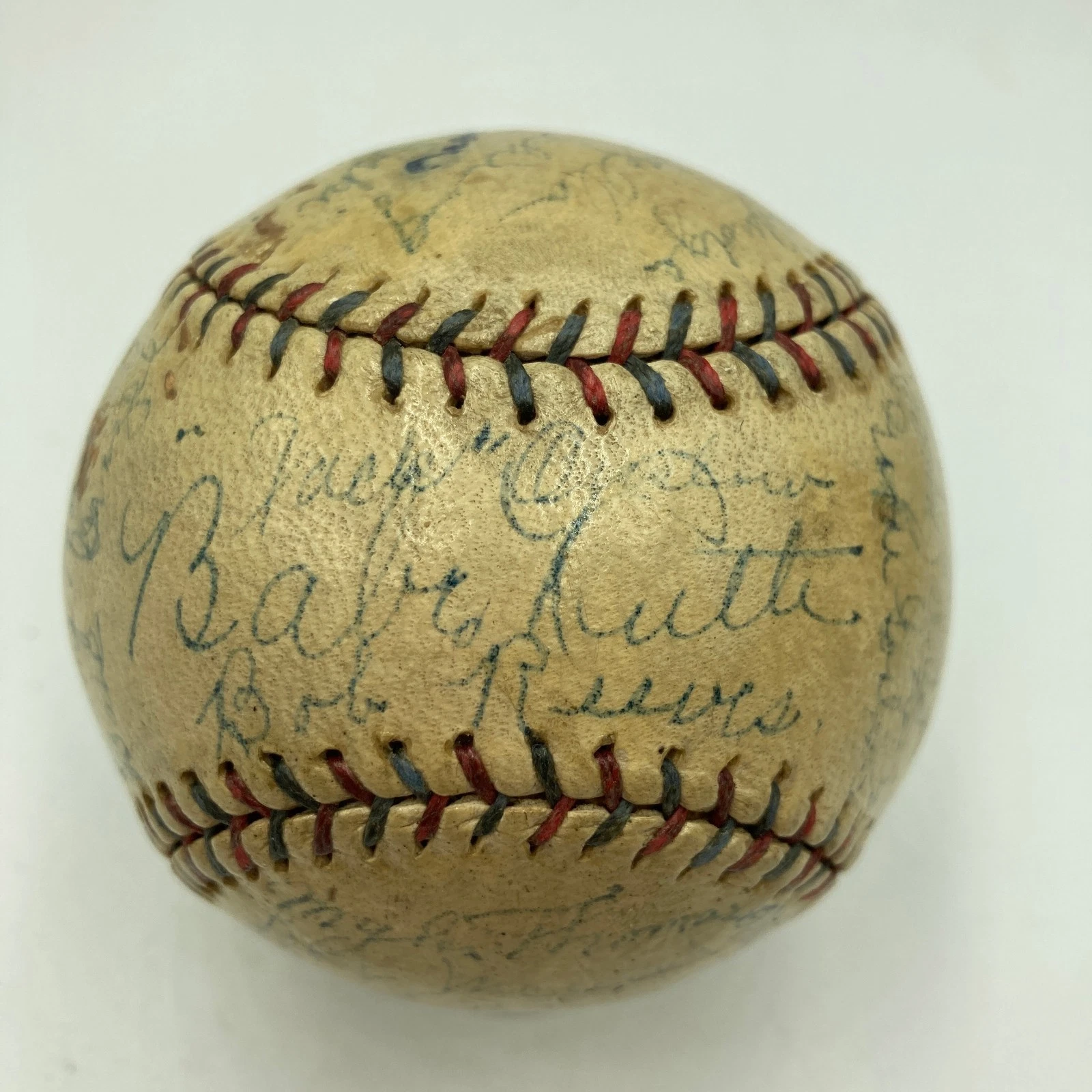 1927 New York Yankees WS Champs Team Signed Baseball Babe Ruth & Lou Gehrig PSA