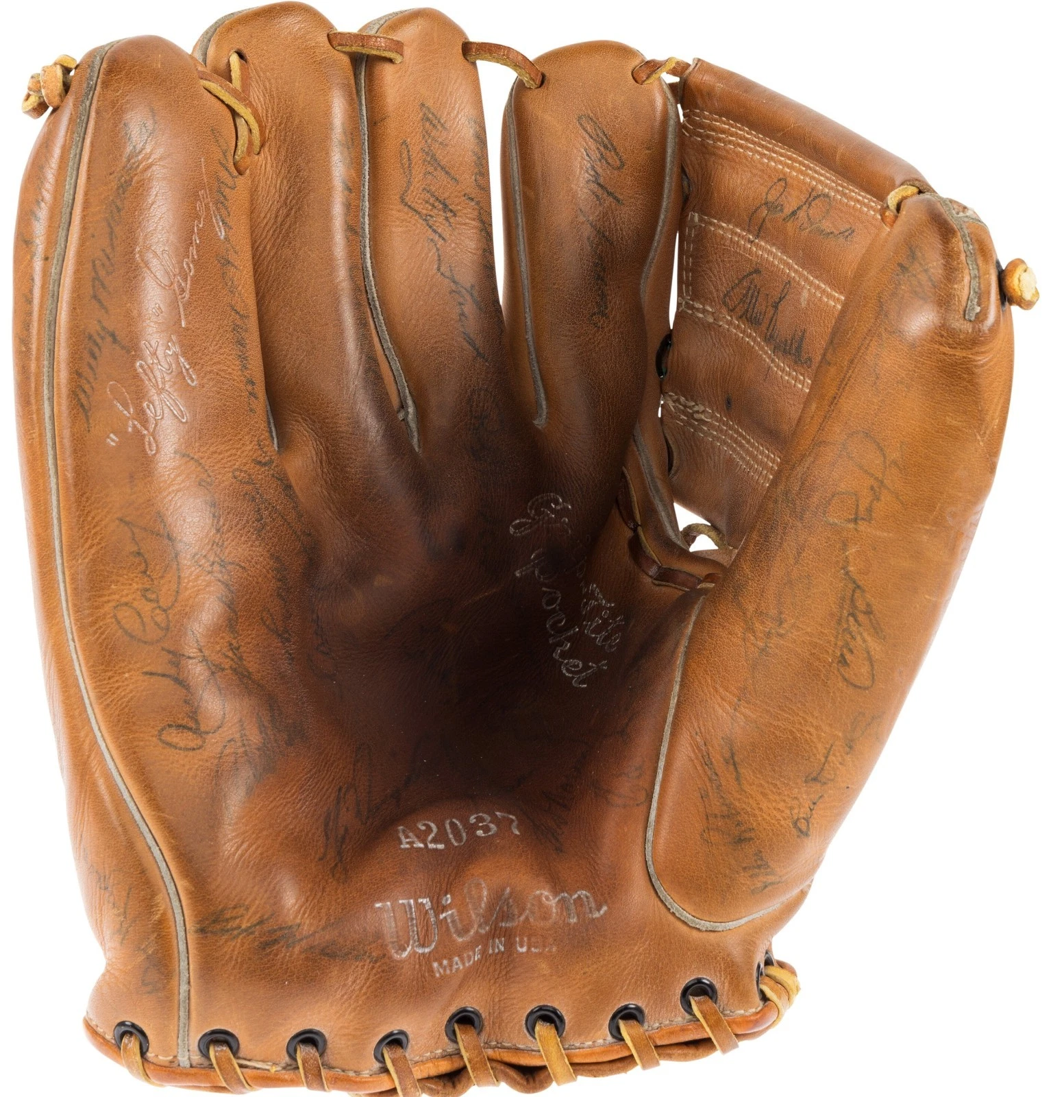 1954 New York Yankees Team Signed Baseball Glove 55 Sigs Mickey Mantle PSA DNA