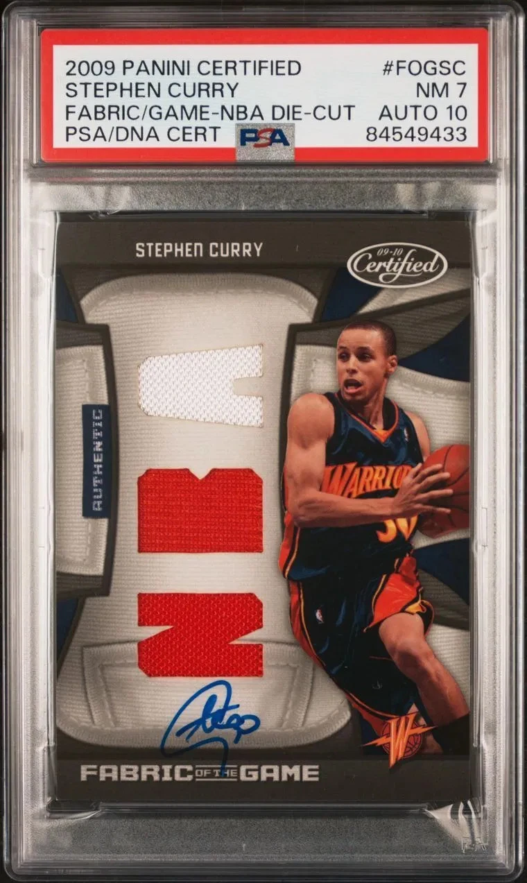 2009-10 Panini Fabric/Game-NBA Die-Cut 14/50 #FOGSC Stephen Curry Signed PSA