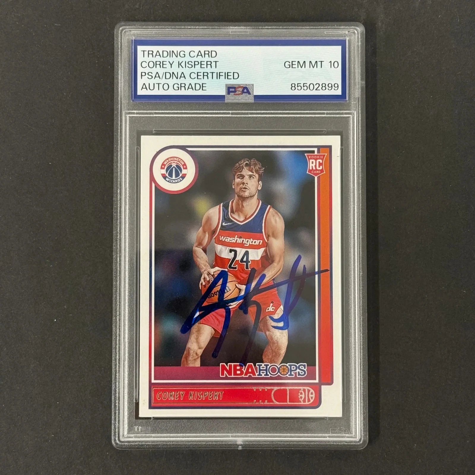 Corey Kispert 2021 Panini NBA Hoops NBA Hoops#212 Signed Card Auto 10 Autograph