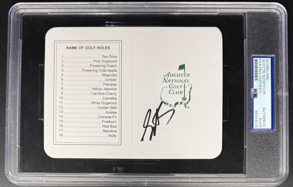 Scottie Scheffler Masters Scorecard Encapsulated Signed Autograph PSA/DNA COA A