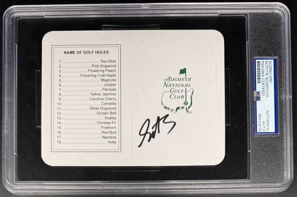 Scottie Scheffler Masters Scorecard Encapsulated Signed Autograph PSA/DNA COA B