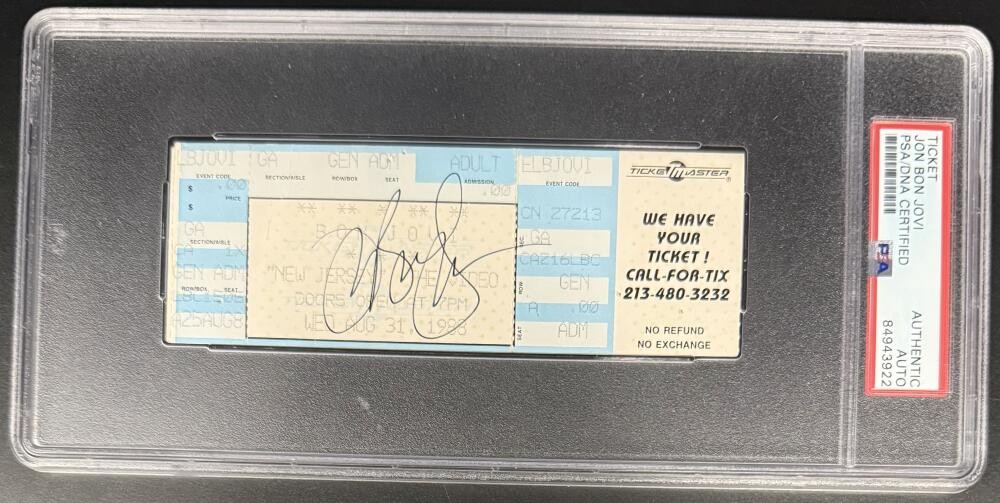 Jon Bon Jovi Signed Autograph Original 1988 NJ Encapsulated Ticket PSA/DNA COA