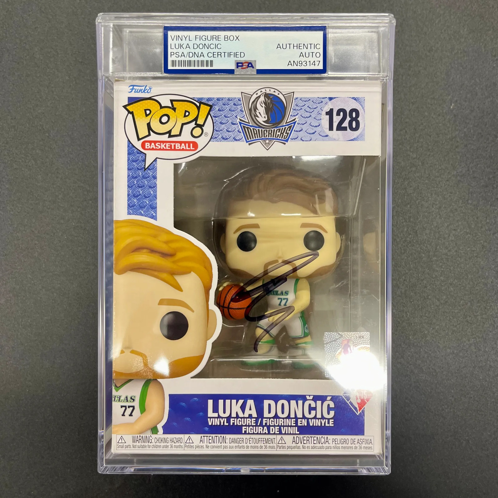 Luka Doncic signed Funko Pop #128 PSA Encapsulated Autographed Luka Doncic