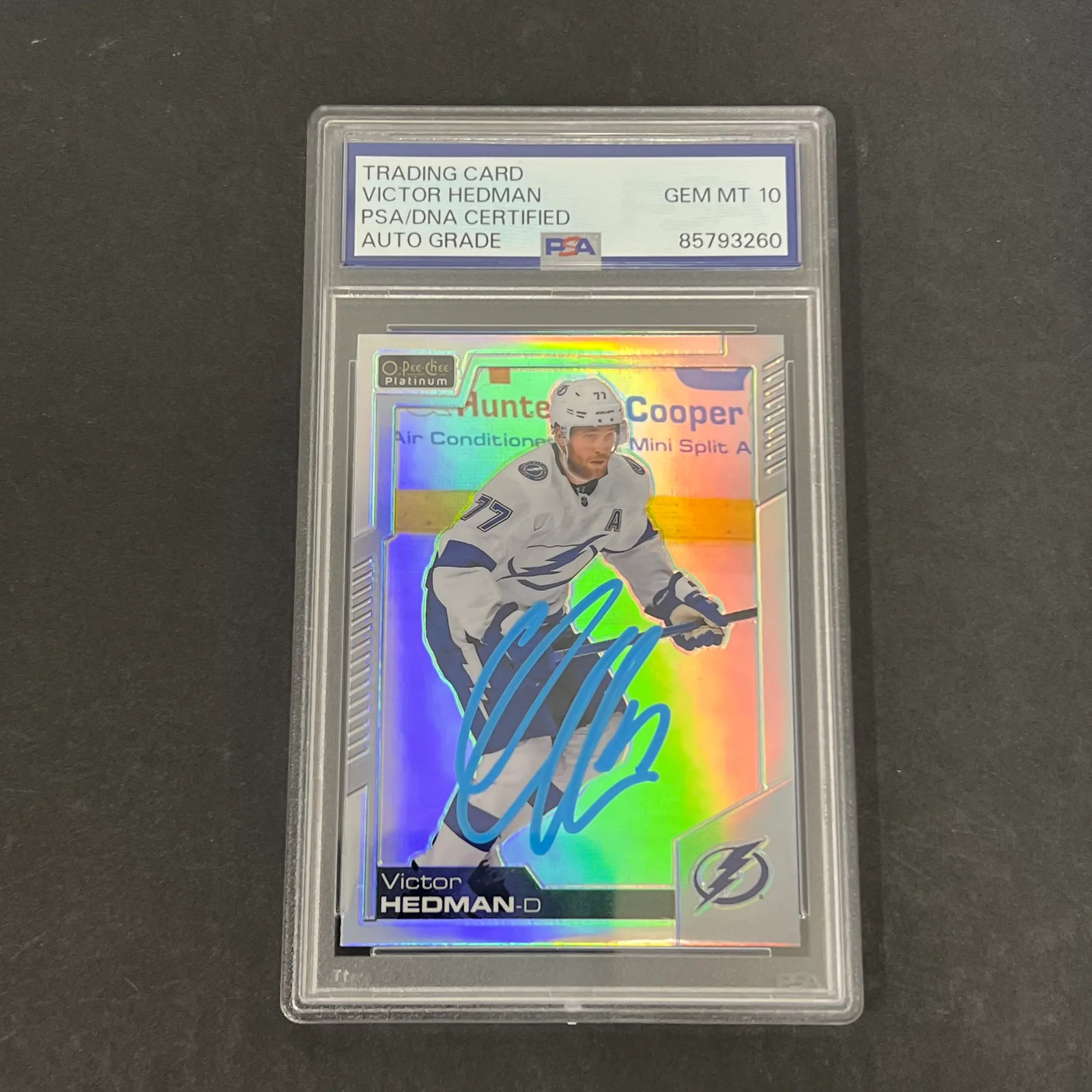 Victor Hedman 2020-21 U.D. O-Pee-Chee Platinum #22 Signed Card PSA Auto 10