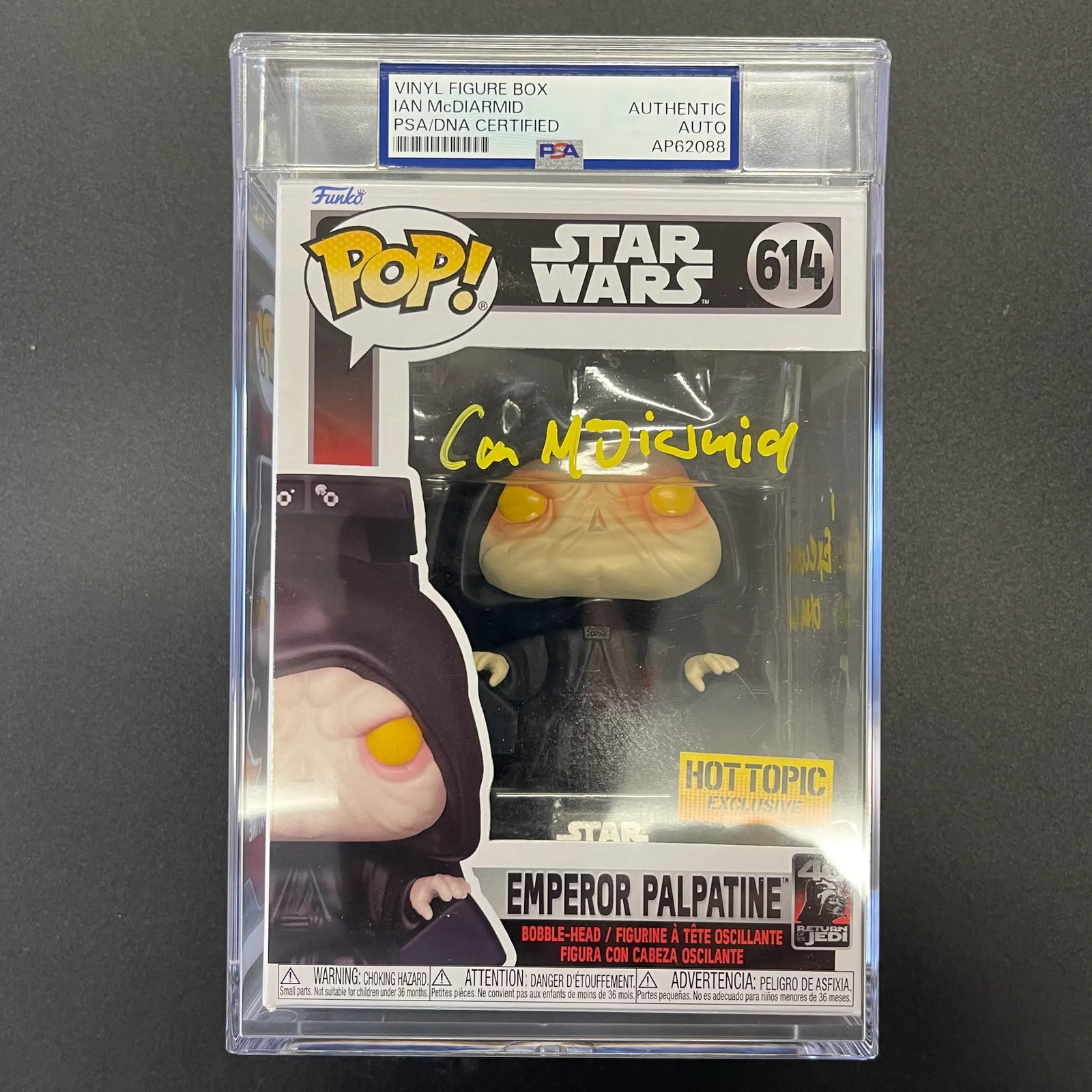 Ian McDiarmid signed Funko Pop #614 PSA Encapsulated Autographed