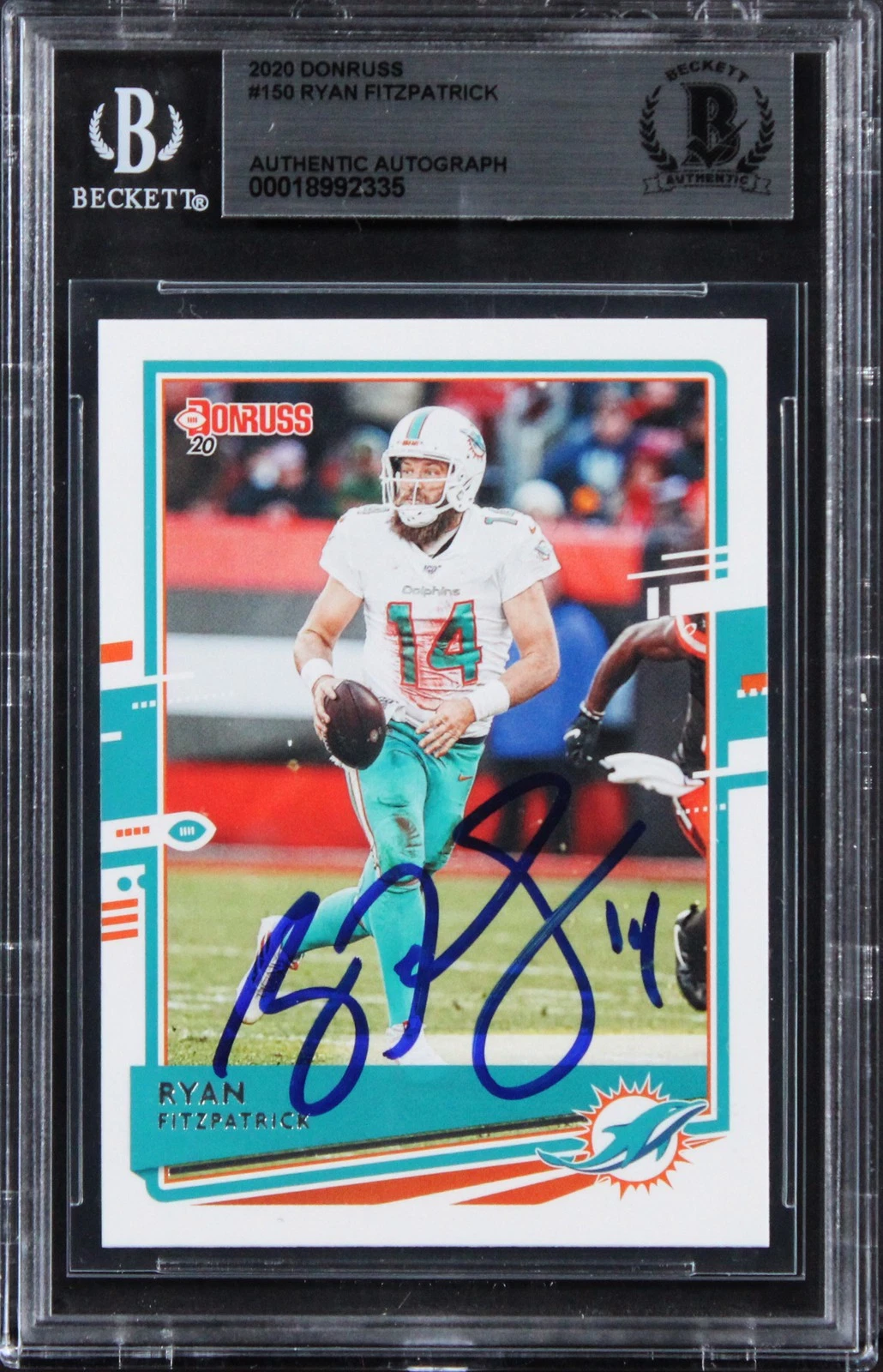 Dolphins Ryan Fitzpatrick Authentic Signed 2020 Donruss #150 Card BAS Slabbed