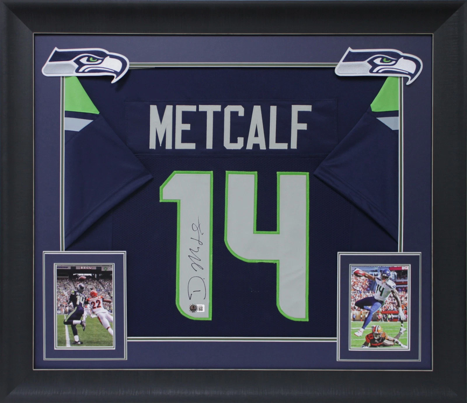 D.K. Metcalf Authentic Signed Navy Blue Pro Style Framed Jersey BAS 2