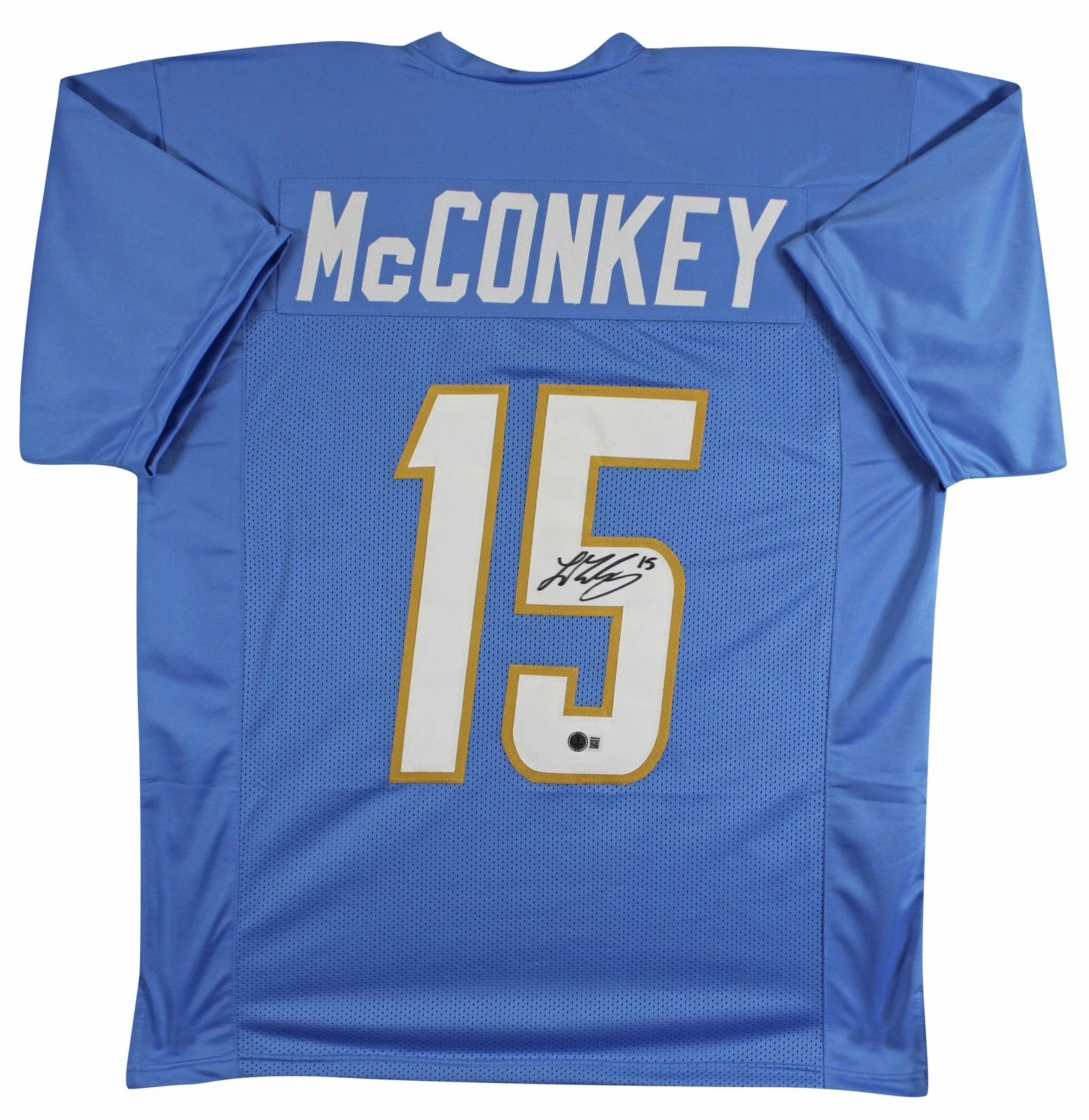 Ladd McConkey Authentic Signed Powder Blue Pro Style Jersey BAS Witnessed