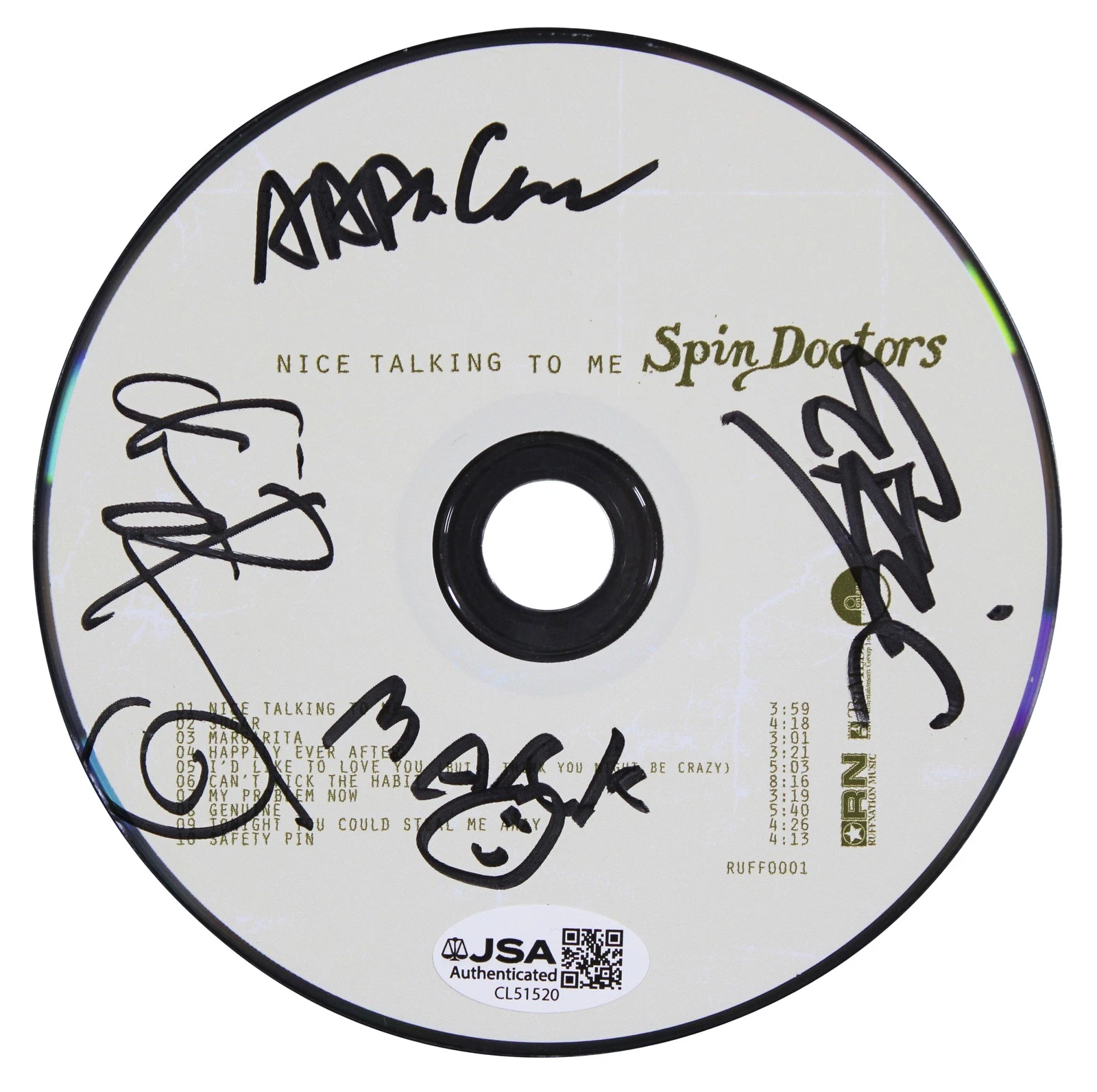 Spin Doctors (4) Barron, Schenkman, White & Comess Signed CD Booklet JSA