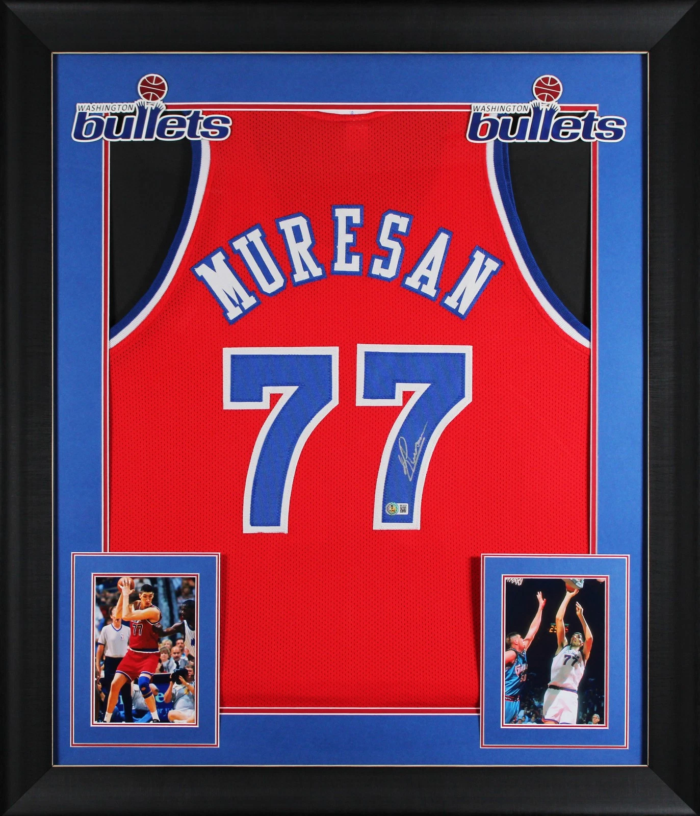 Gheorghe Muresan Authentic Signed Red Pro Style Framed Jersey BAS Witnessed