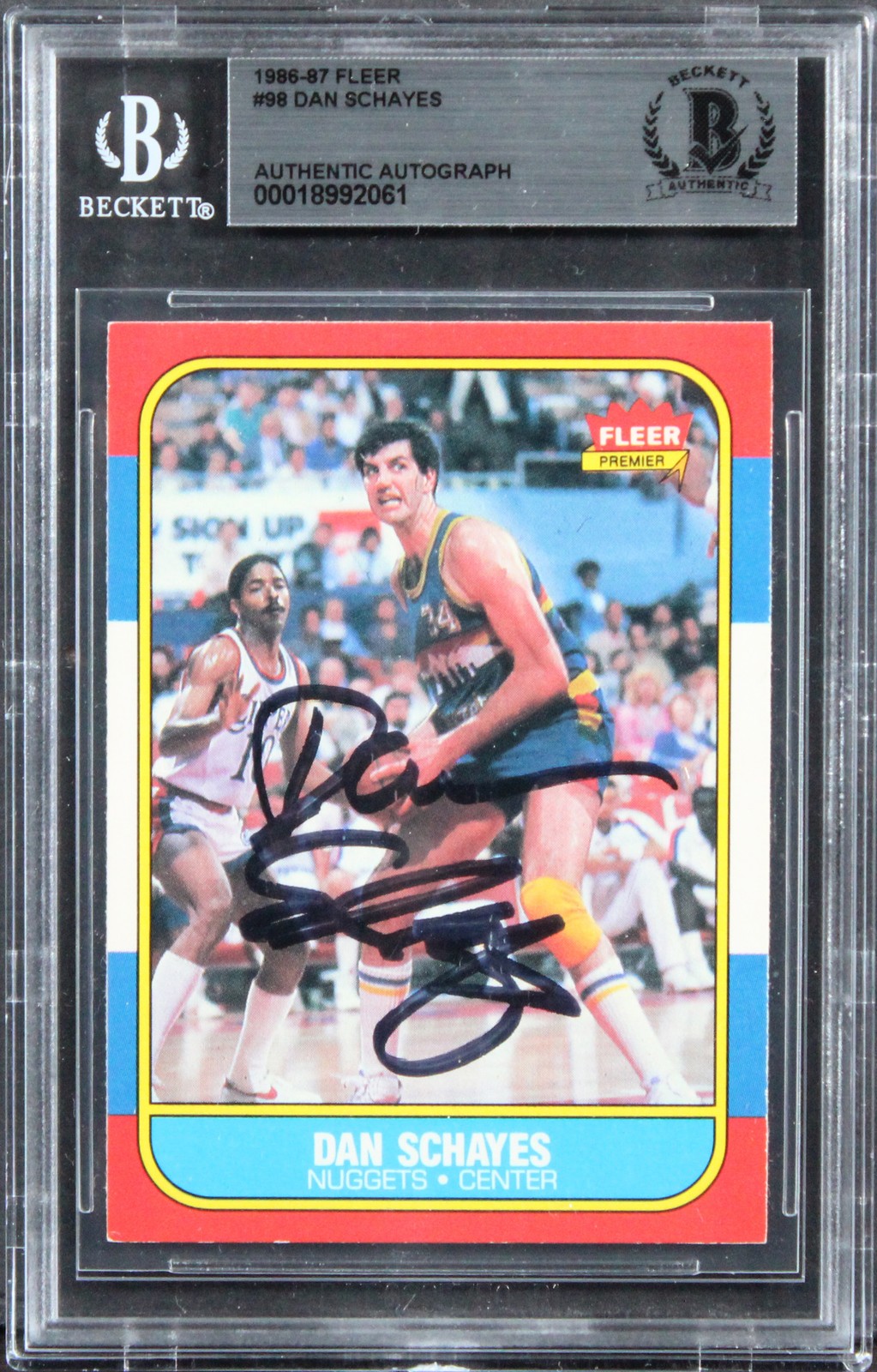 Nuggets Dan Schayes Authentic 1986 Fleer #98 Card Autographed BAS Slabbed