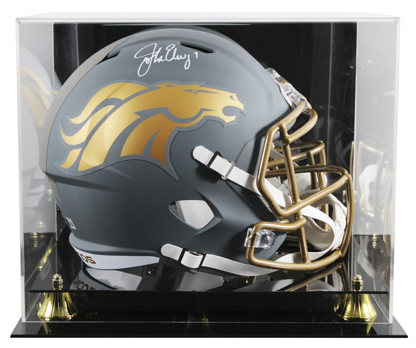 Broncos John Elway Signed Slate Full Size Speed Rep Helmet W/ Case BAS Witnessed