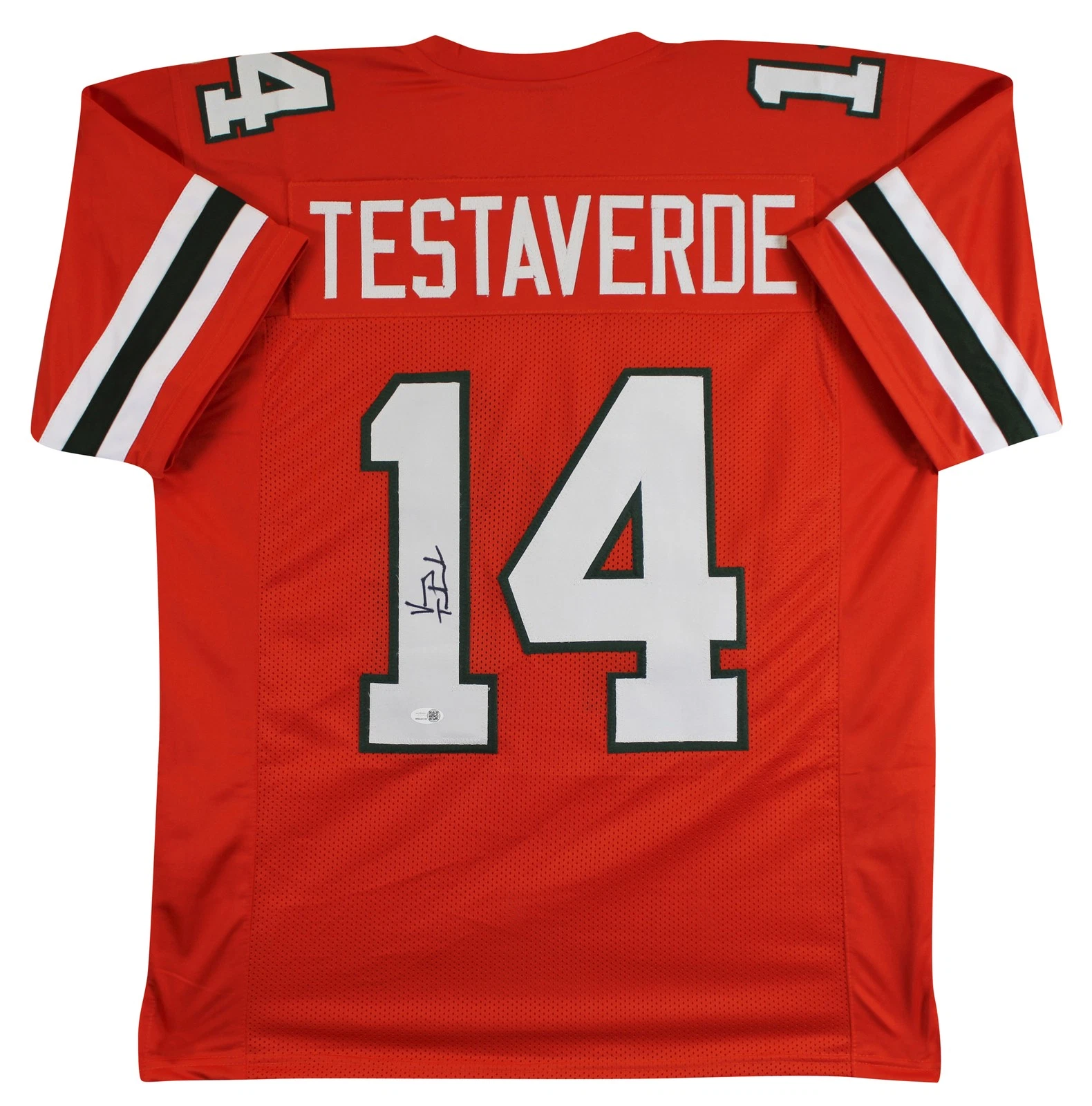 Miami Vinny Testaverde Authentic Signed Orange Pro Style Jersey JSA Witness