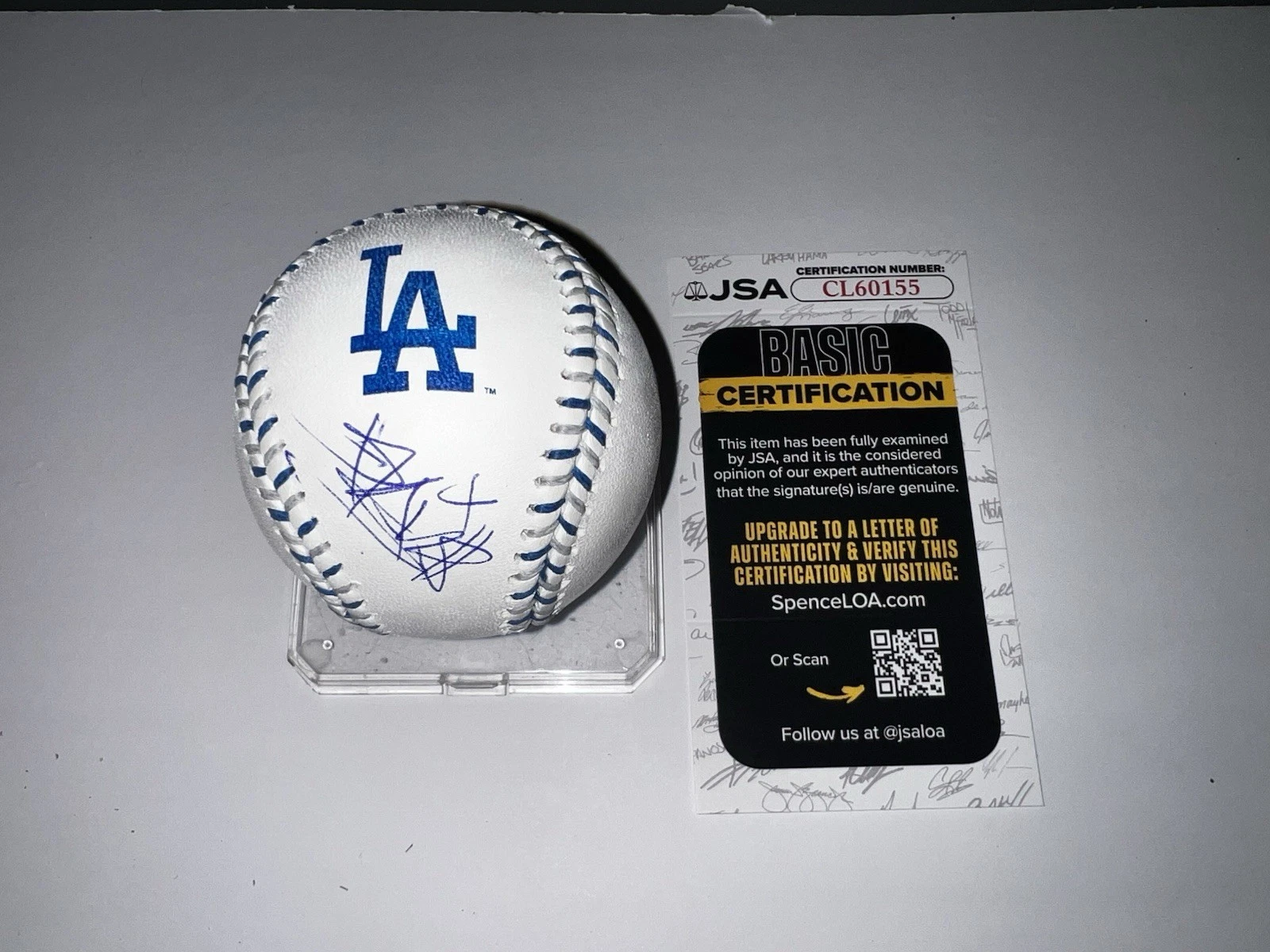 Travis Barker Signed Official Los Angeles Dodgers Team Stitched Baseball JSA #2