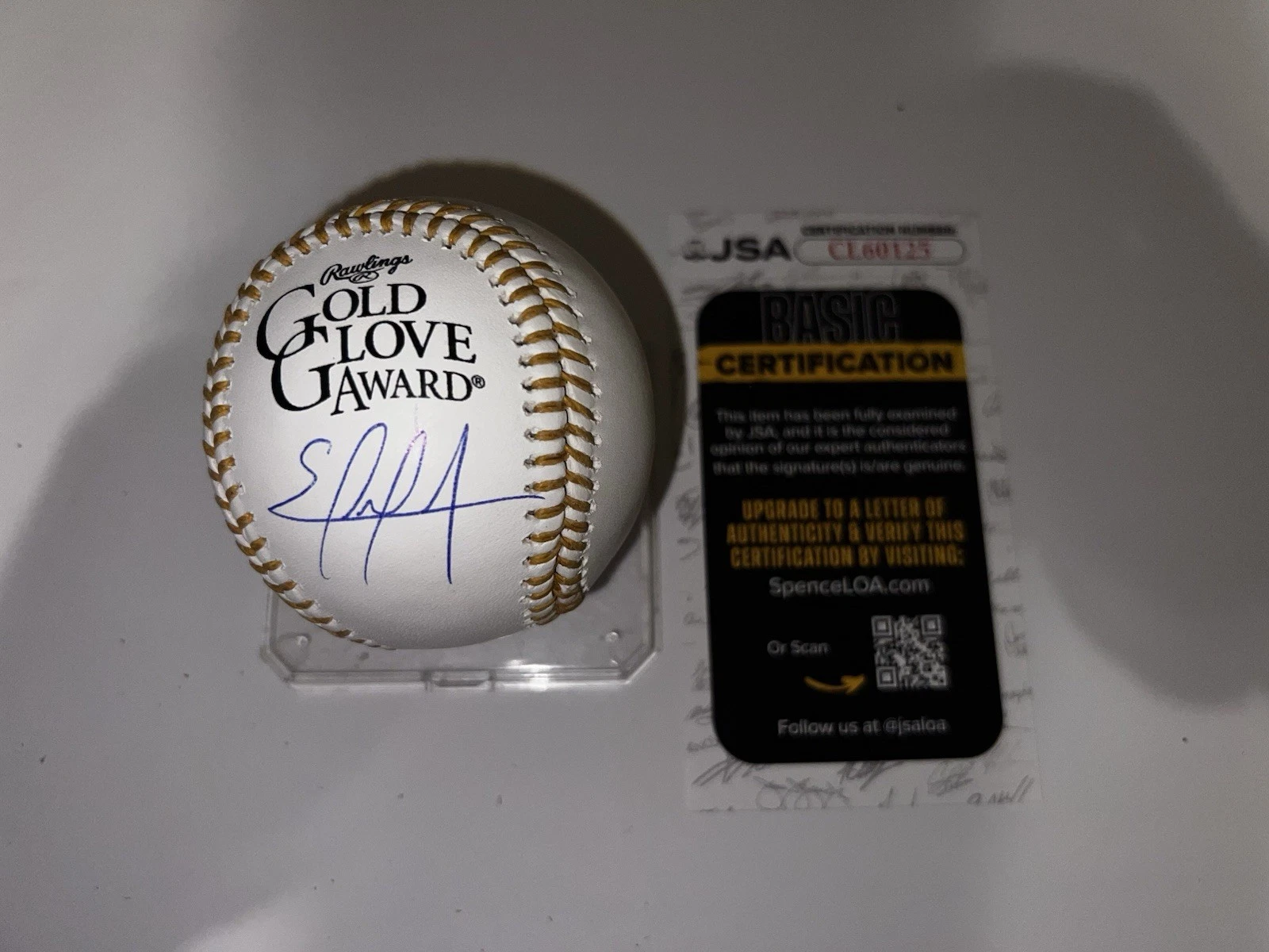 Ezequiel Tovar Signed Official Gold Glove Baseball Colorado Rockies JSA