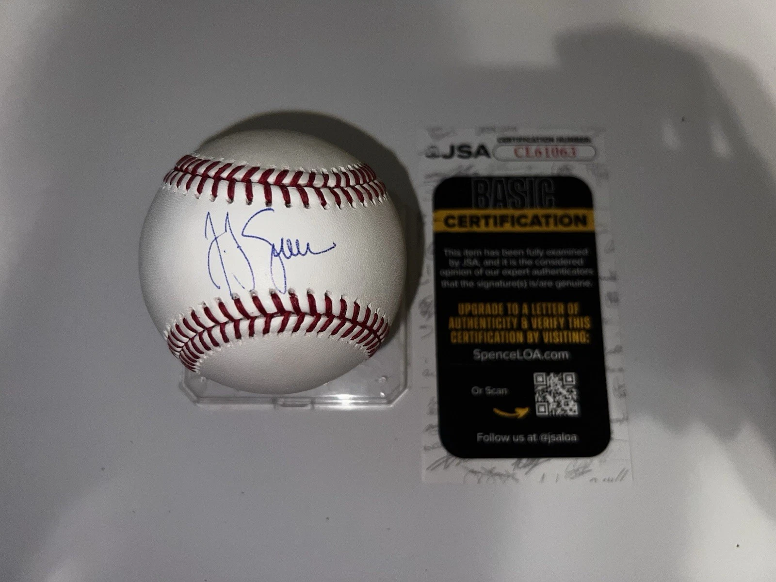 JJ Spaun Signed Official Major League Baseball PGA Tour Superstar JSA Auth
