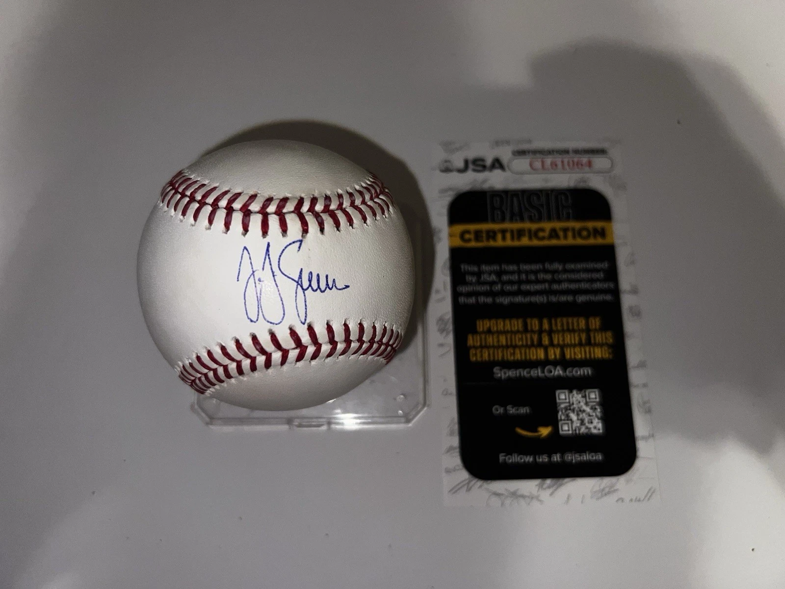 JJ Spaun Signed Official Major League Baseball PGA Tour Superstar JSA Auth #2