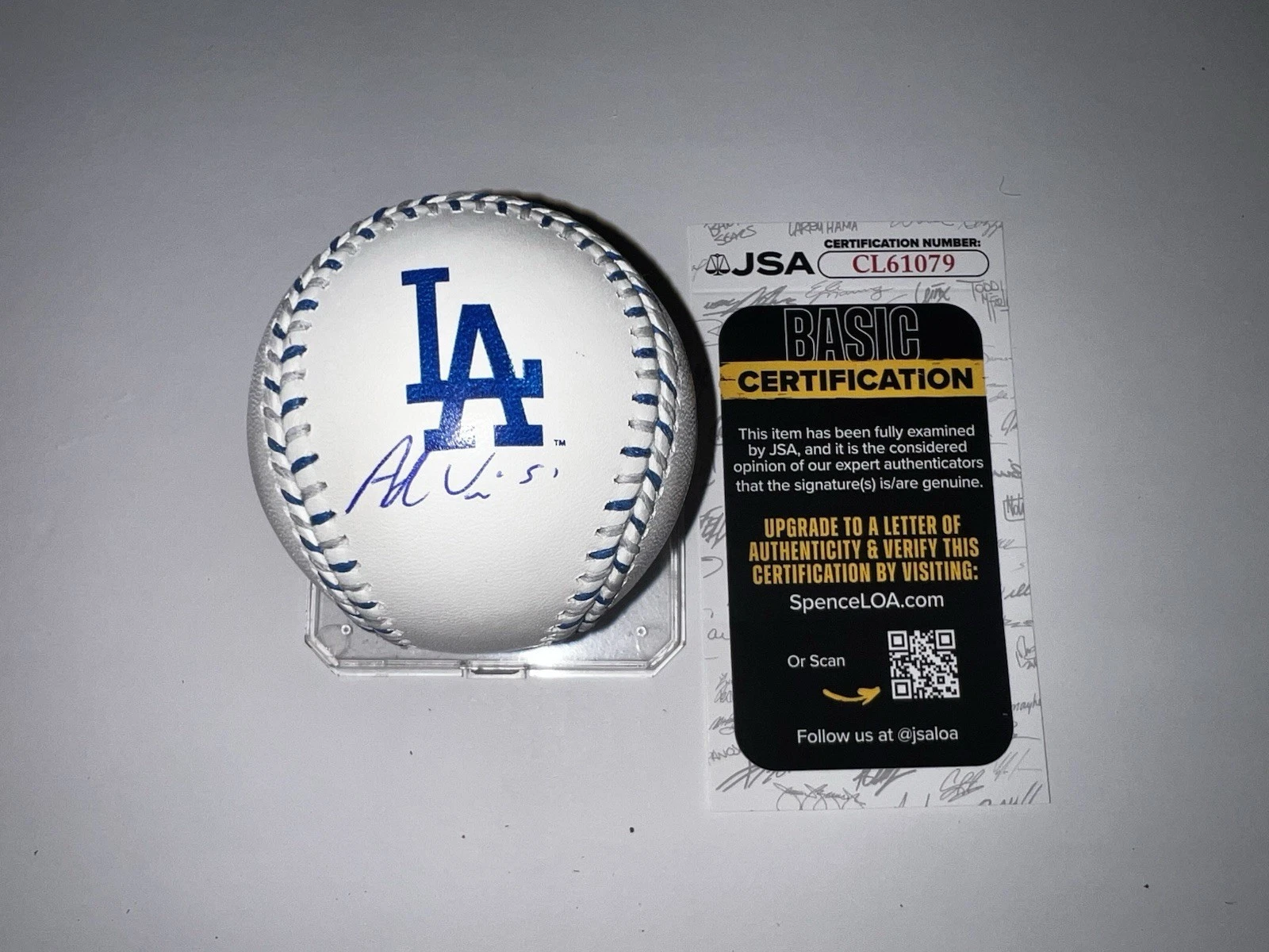 Alex Vesia Signed Official Los Angeles Dodgers Team Stitched Baseball JSA Auth