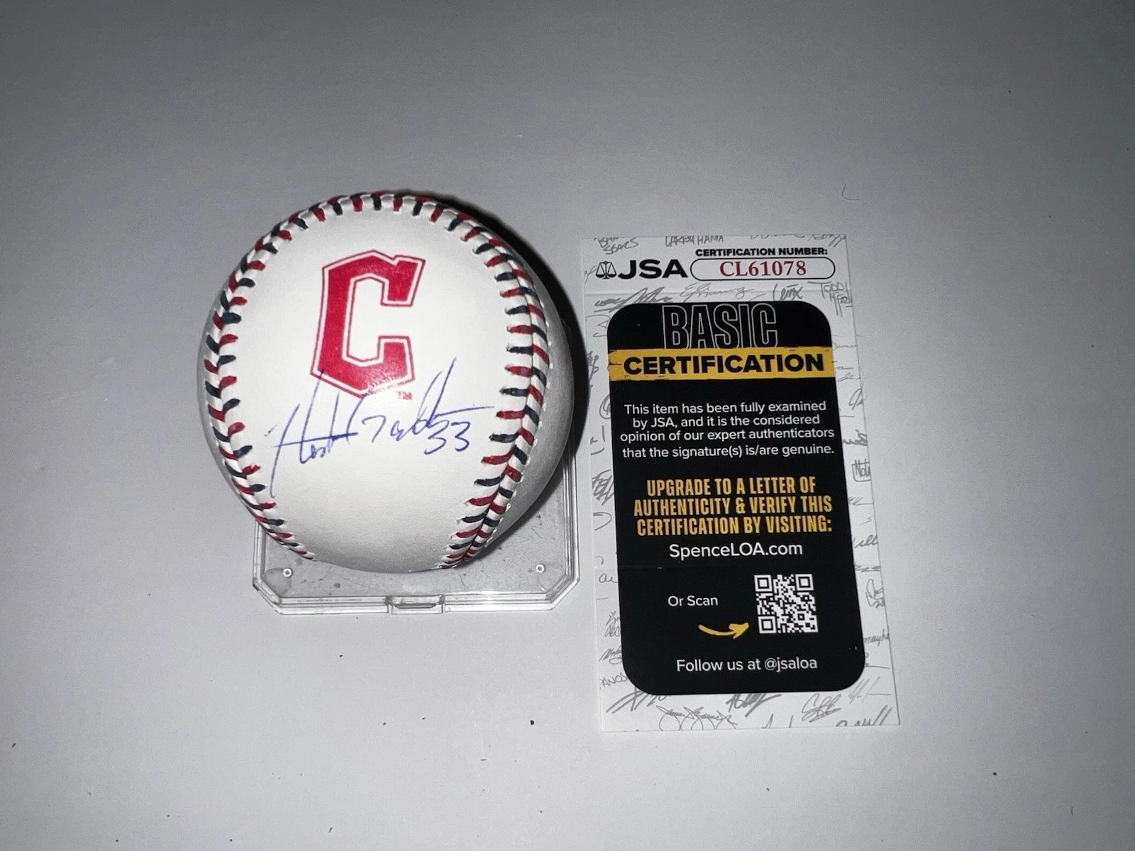 Hunter Gaddis Signed Official Cleveland Guardians Team Stitched Baseball JSA