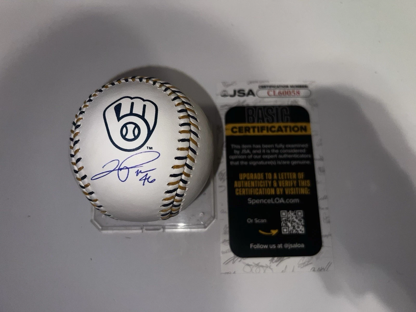 Quinn Priester Signed Official Milwaukee Brewers Team Stitched Baseball JSA